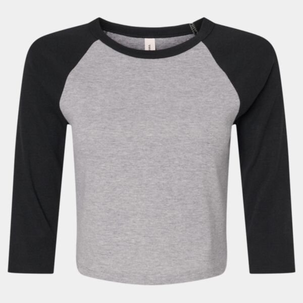 Women's Micro Rib Three-Quarter Raglan Sleeve Baby Tee Thumbnail