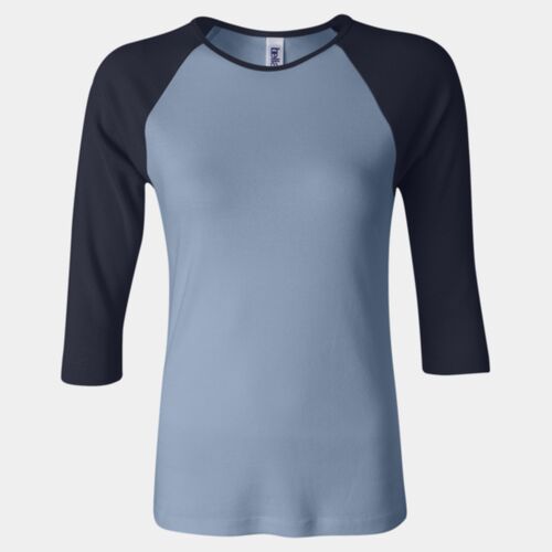 Women’s 1X1 Baby Rib Raglan Three-Quarter Sleeve Tee Thumbnail